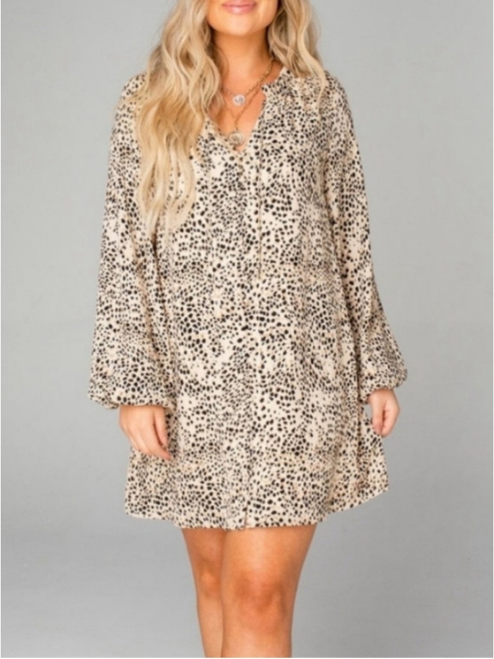 Buddy Love Leah Mini Dress Animal Print Tan Womens Size Extra Small
